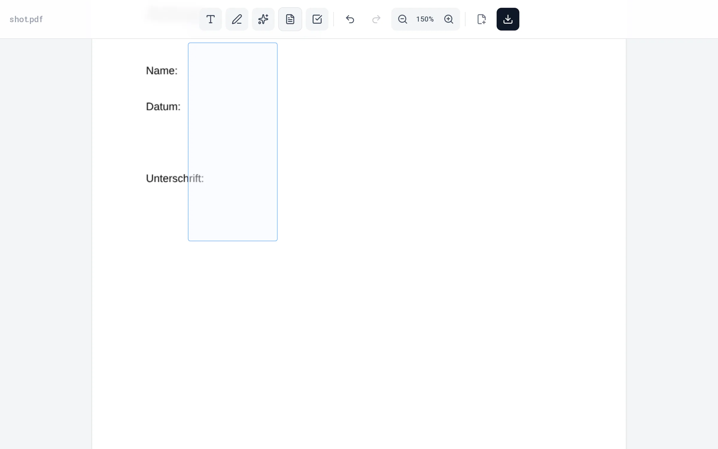 The PDeF editor with an open form