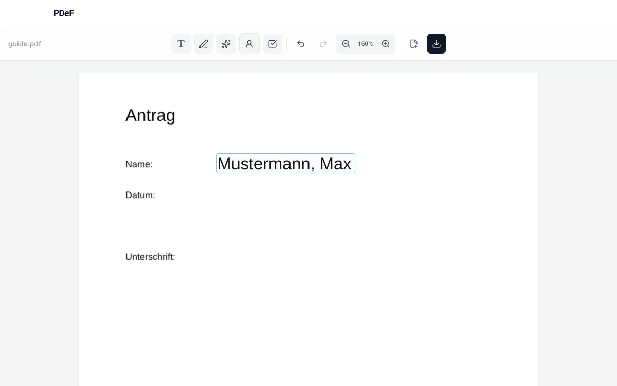 Gescanntes Formular per Klick ausfüllen